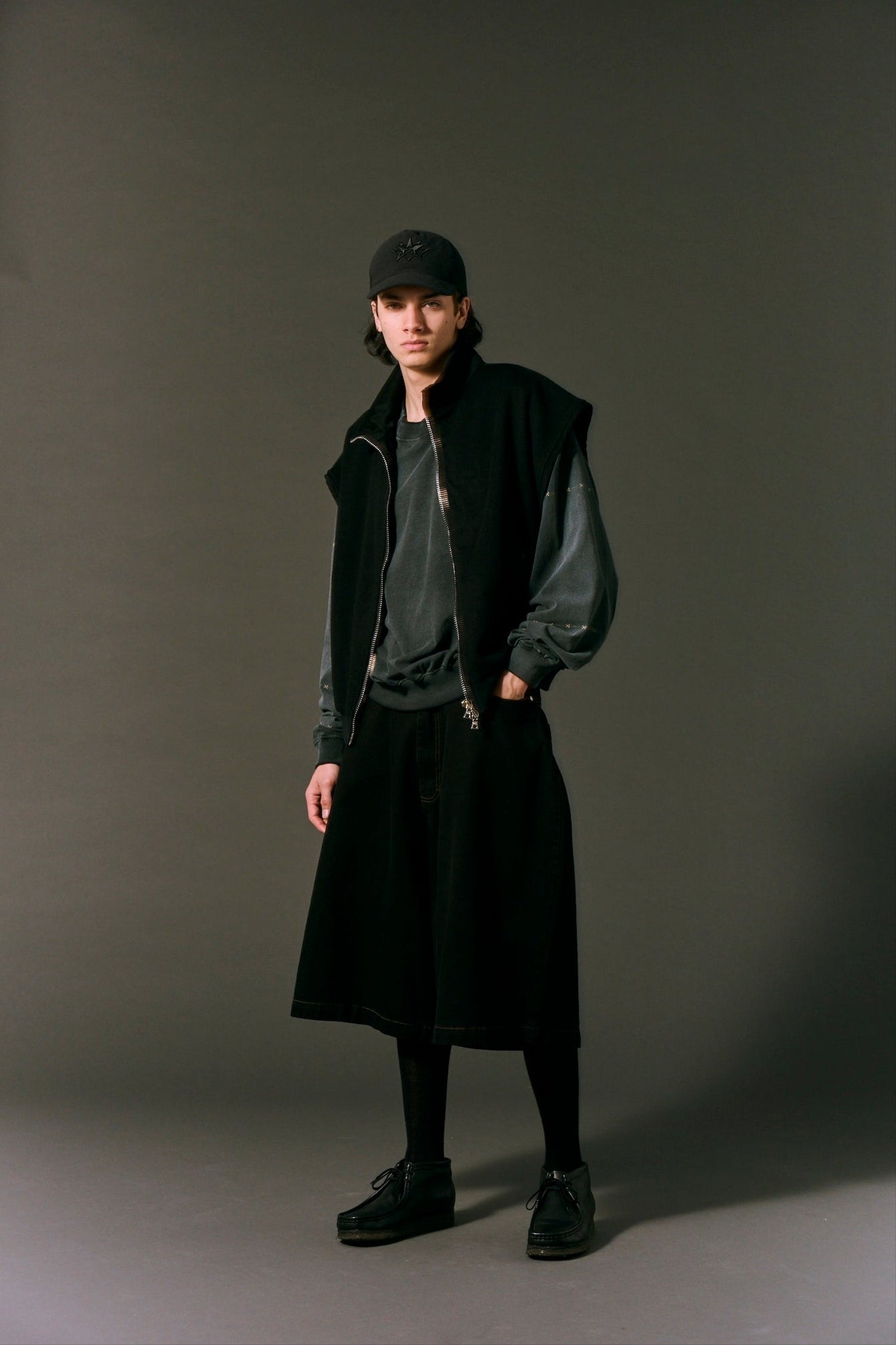 DENIM SHORTS HARD WASHED BLACK