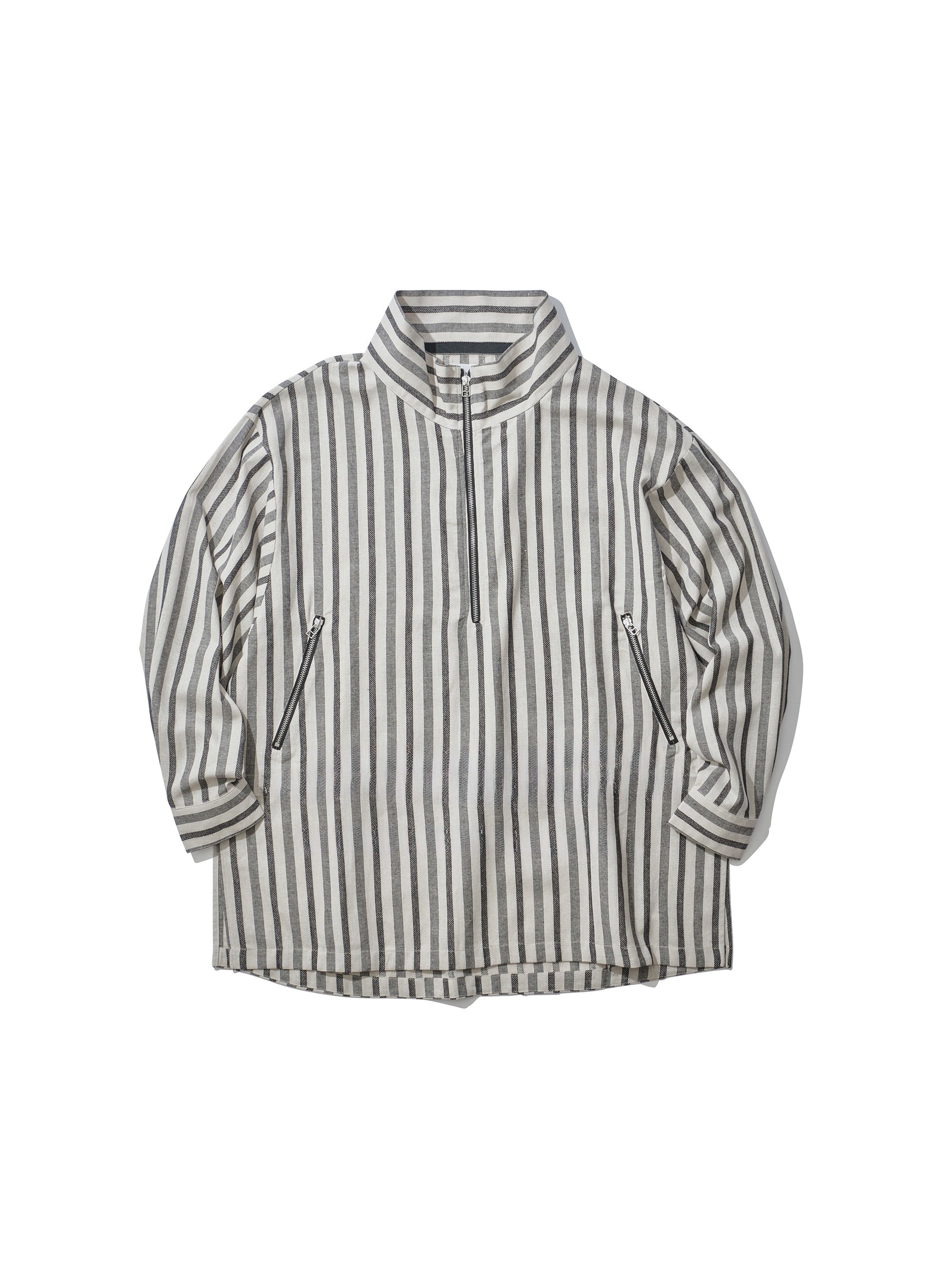 HEMP ANORAK BLACK STRIPE
