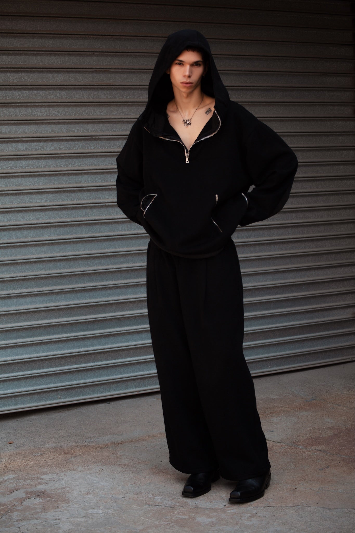 WOOL ANORAK BLACK